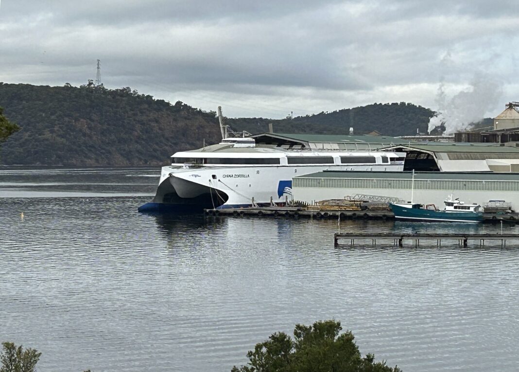 El China Zorrilla en el astillero Incat, en Tasmania, antes de su viaje al Río de la Plata. Foto ilustrativa.